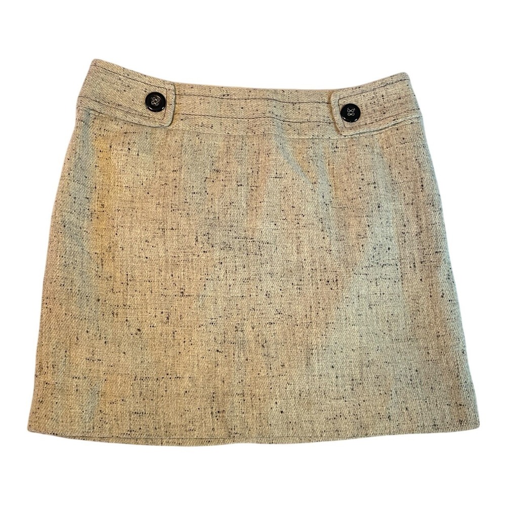 Outback‎ Red Tweed Mini Skirt Womens Size 8 Beige Wool Blend A-Line Academic